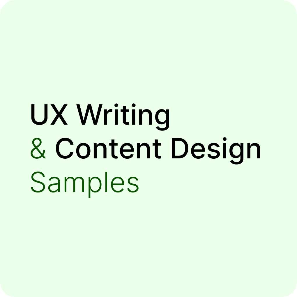 UX Writing & Content Design