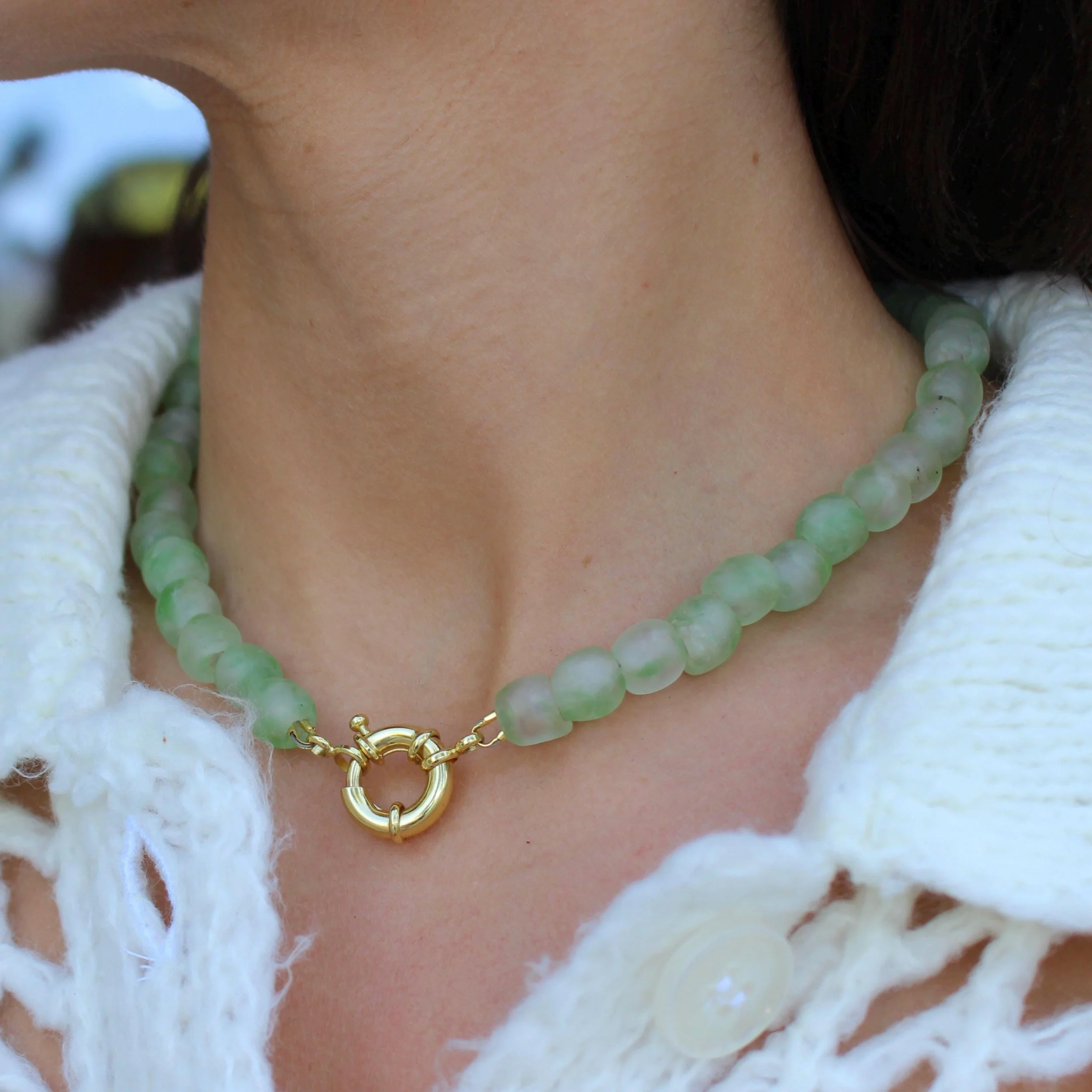 Swirled Green Glass Necklace