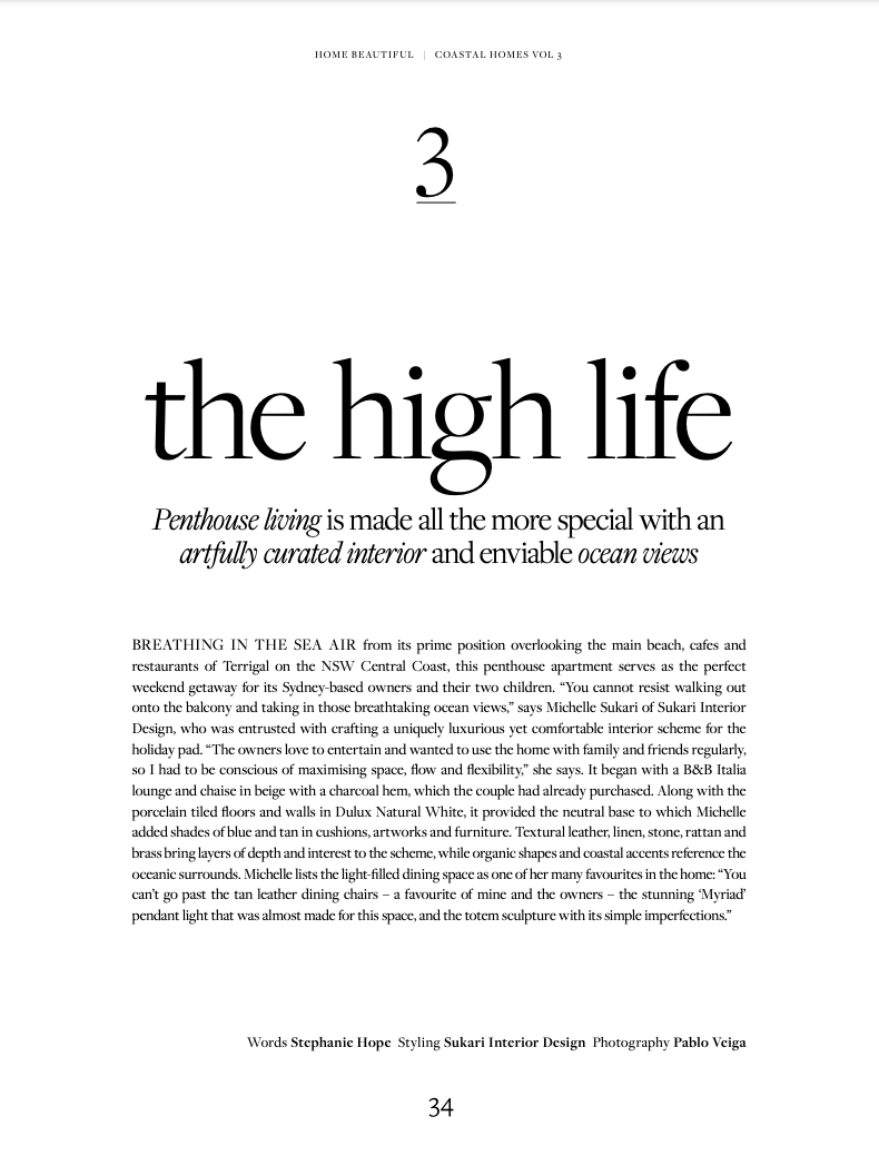 Penthouse living with an artfully curated interior and enviable ocean view