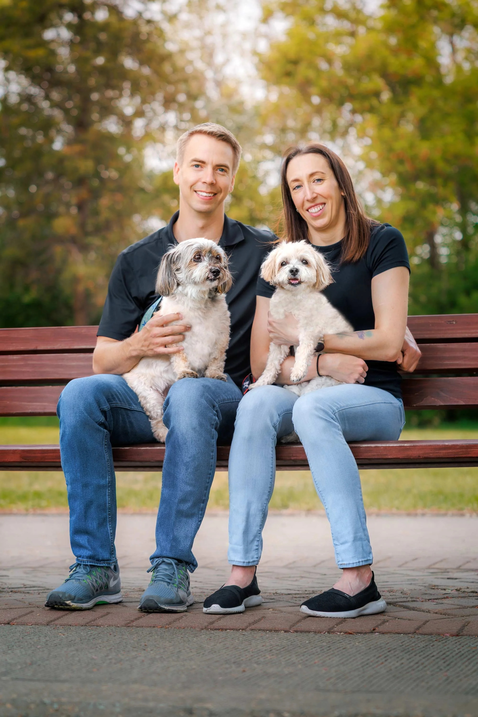 Dog Family Portrait – Dog Mom and Dog Dad with two senior pups