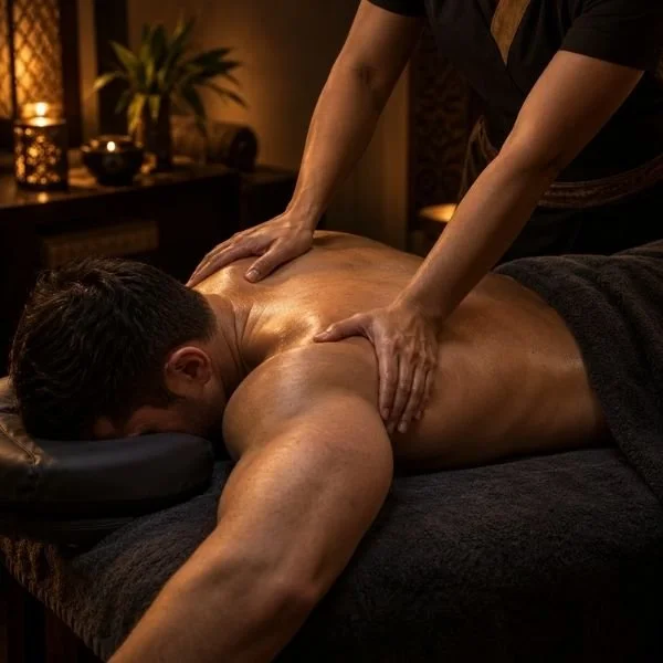 Customer getting a sports massage at Siam Harmony Malahide