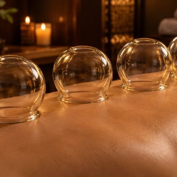 Client getting cupping therapy at Siam Harmony Malahide, Dublin