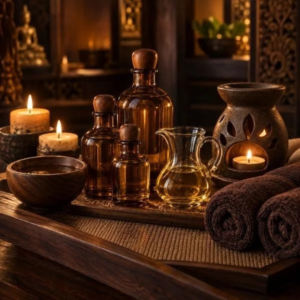 Hot oils used for massages at Siam Harmony in Malahide, Dublin