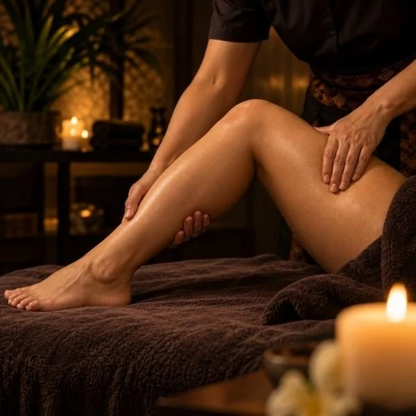 Client getting a sports massage at Siam Harmony Malahide Dublin