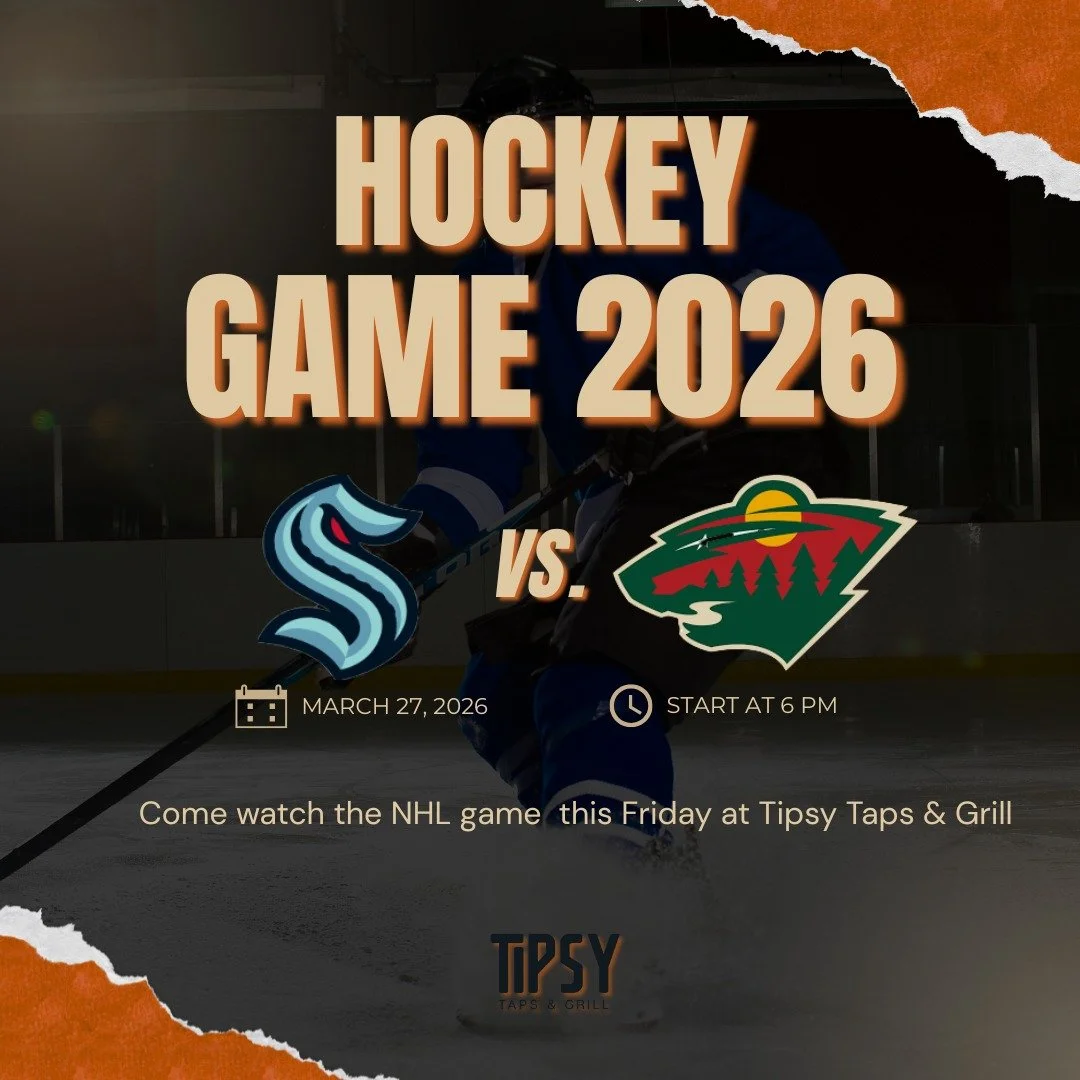 Join us at Tipsy Taps &amp; Grill to watch the Seattle Kraken take on the Minnesota Wild on March 27. We&rsquo;ll have the game on the big screens, great food and drinks, and all the hockey action you want. Stay tuned for the puck drop time and plan 