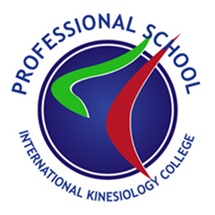 Logo of a professional school with a circular design featuring a green and a red curved line, and text reading 'Professional School' and 'International Kinesiology College'.