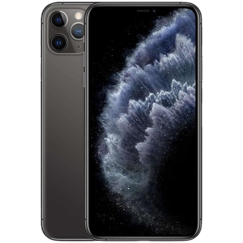 Black smartphone with a dark space-themed display and a triple-camera setup on the back.