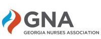 Logo of the Georgia Nurses Association with the acronym GNA and stylized flame design.