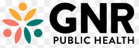 GNR Public Health logo with a multicolored abstract figure and bold black text.