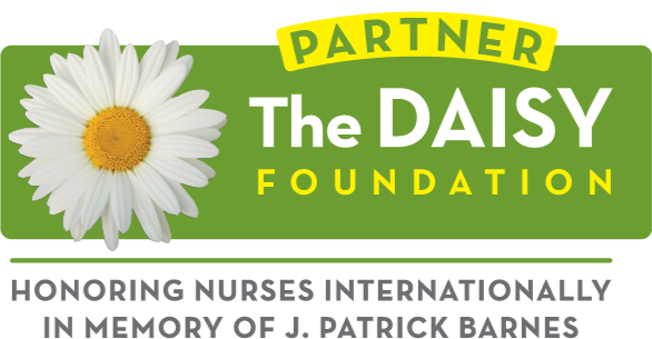 A banner for the Daisy Foundation featuring a white daisy flower and text highlighting the partnership.