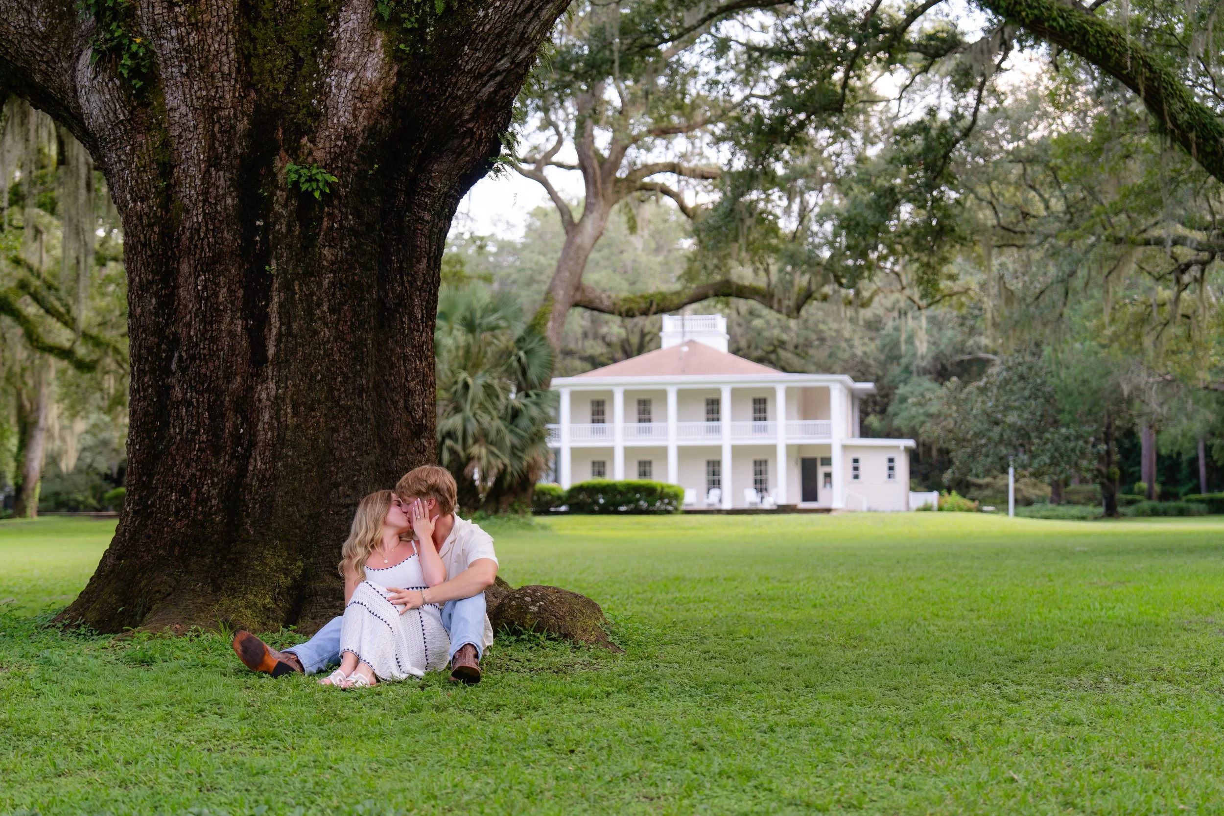 Man proposing to woman at Eden Gardens State Park, 30A Engagement Photographer