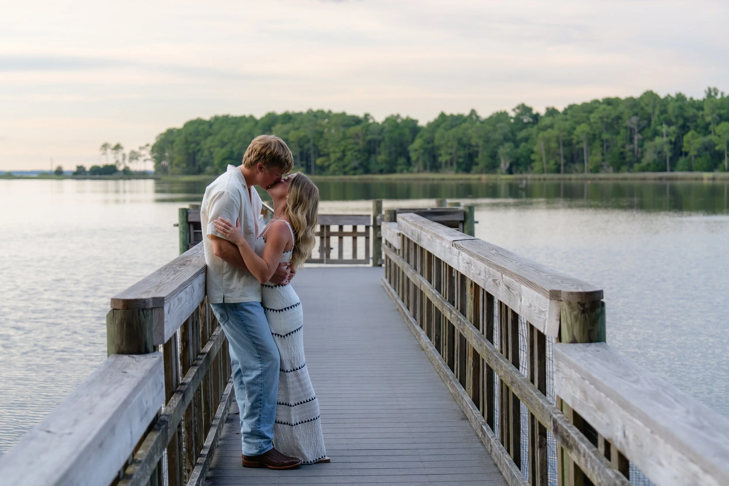 Man proposing to woman at Eden Gardens State Park, 30A Engagement Photographer