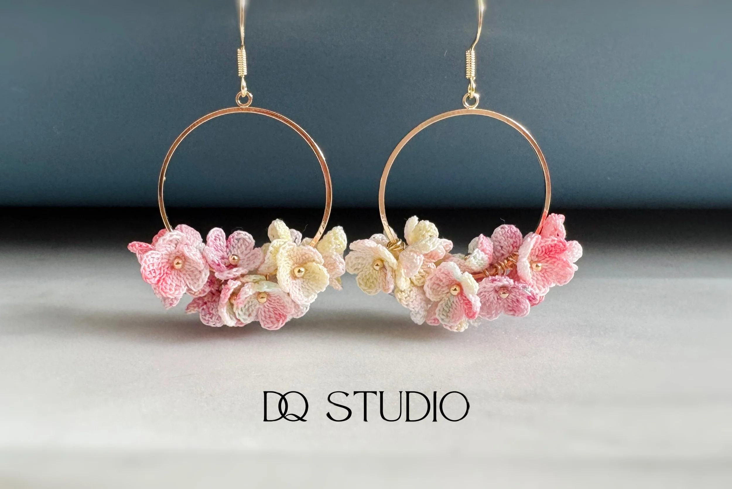 Micro Crochet Earrings Floral Hoops