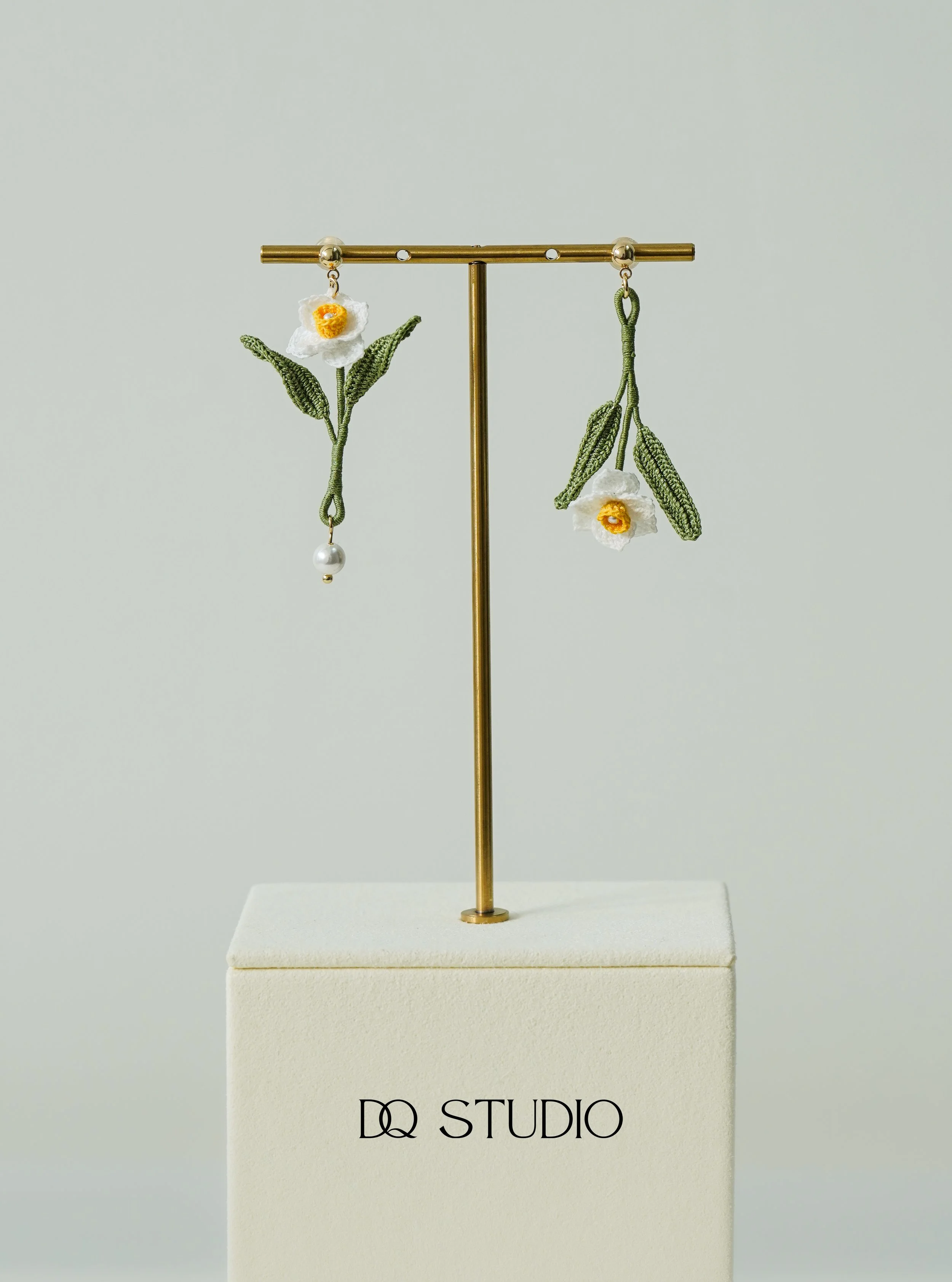 Micro Crochet Earrings Daffodi Handmade Narcissus Jewelry Botanical Flower Earrings Gift for Her