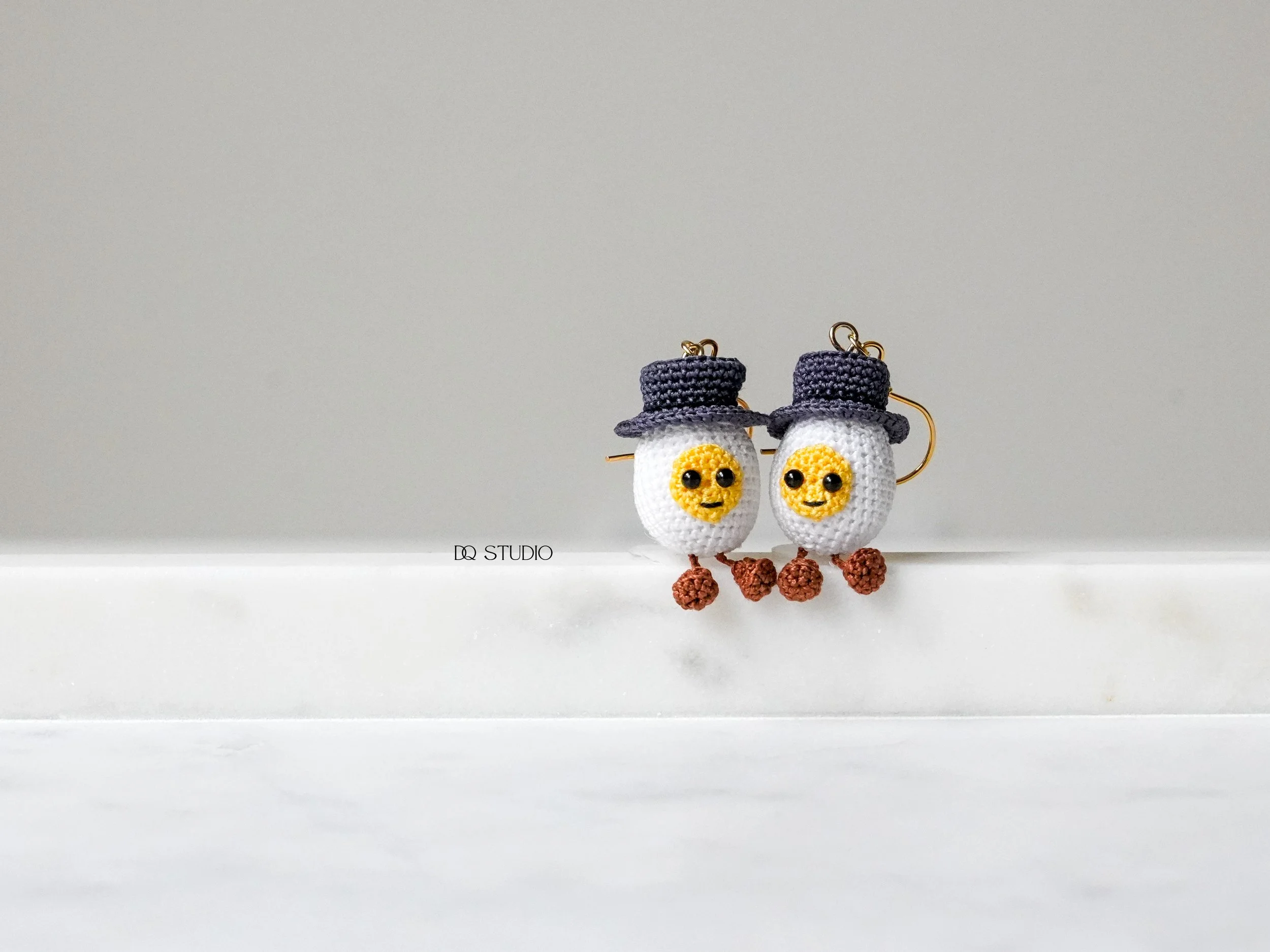 Micro Crochet Jellycat Inspired Amuseables Boiled Egg Groom Earrings Handmade Cute Food Jewelry Mini Crochet Wedding Fun Accessory