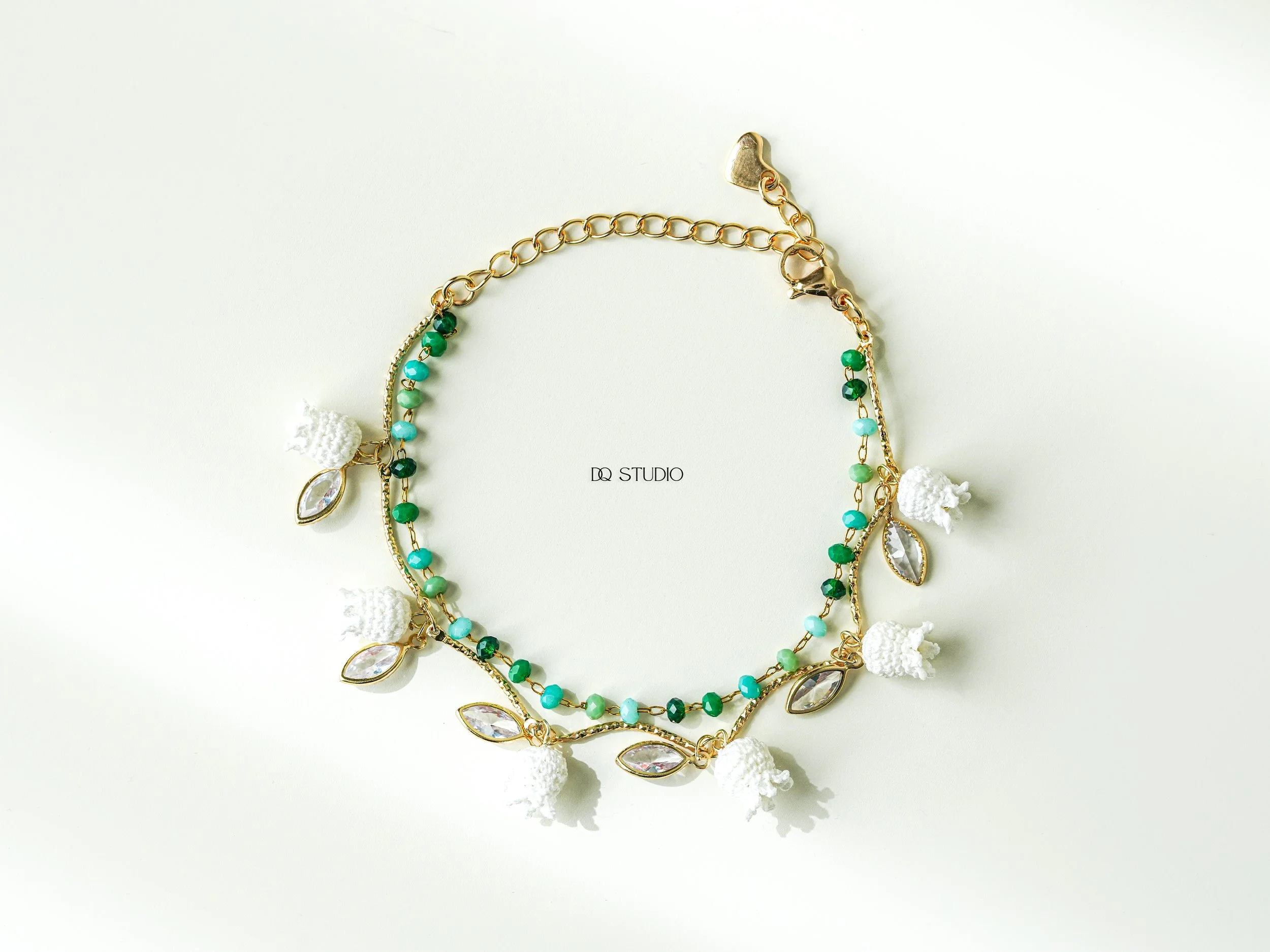 Whispering Petals Micro Crochet Lily of the Valley Bracelet Handmade Jewelry Botanical Bridal Jewelry Delicate Flower Jewelry