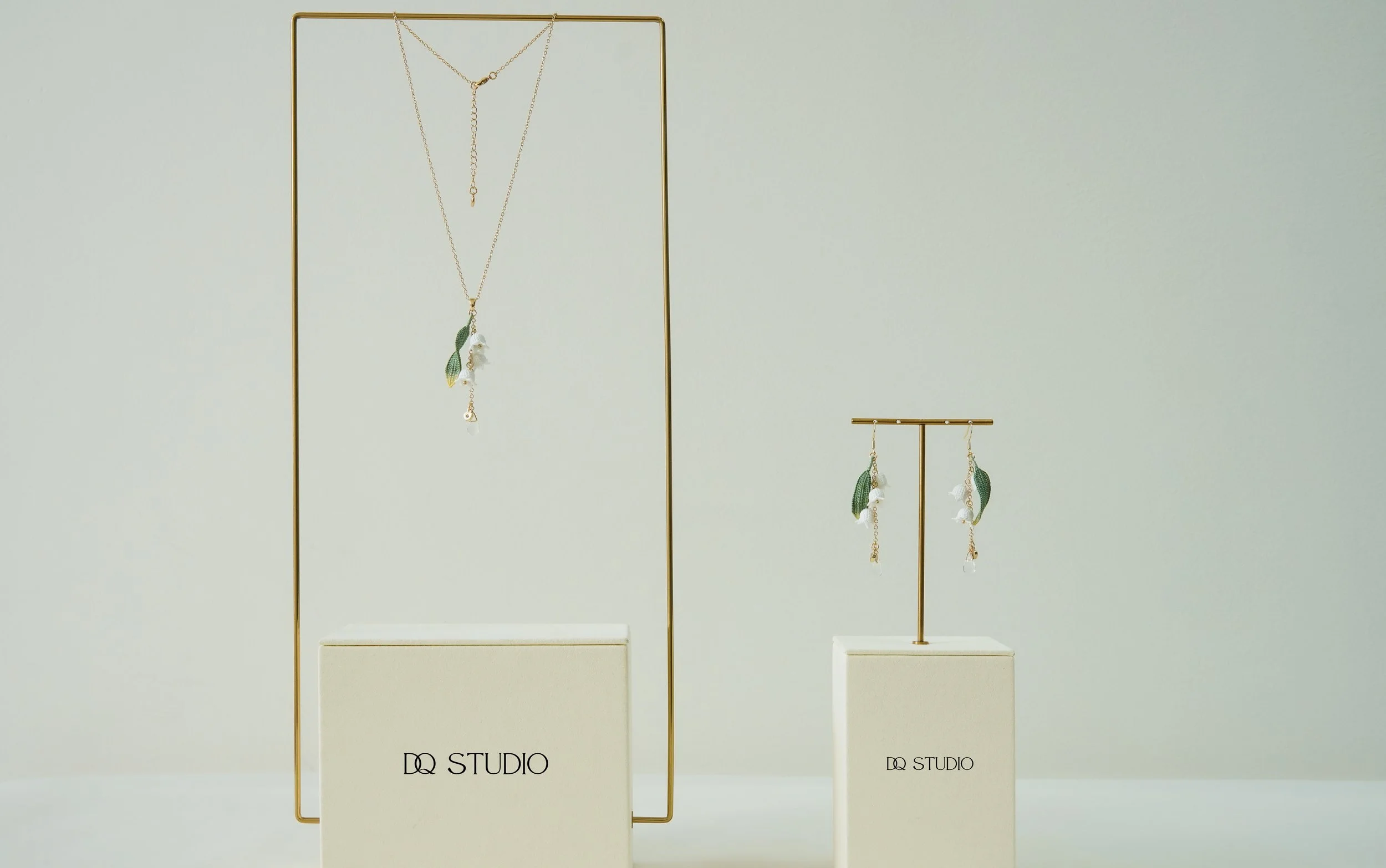 Whispering Petals Micro Crochet Lily of the Valley Necklace Handmade Botanical Floral Fiber Art Delicate Spring Jewelry Gift for Her