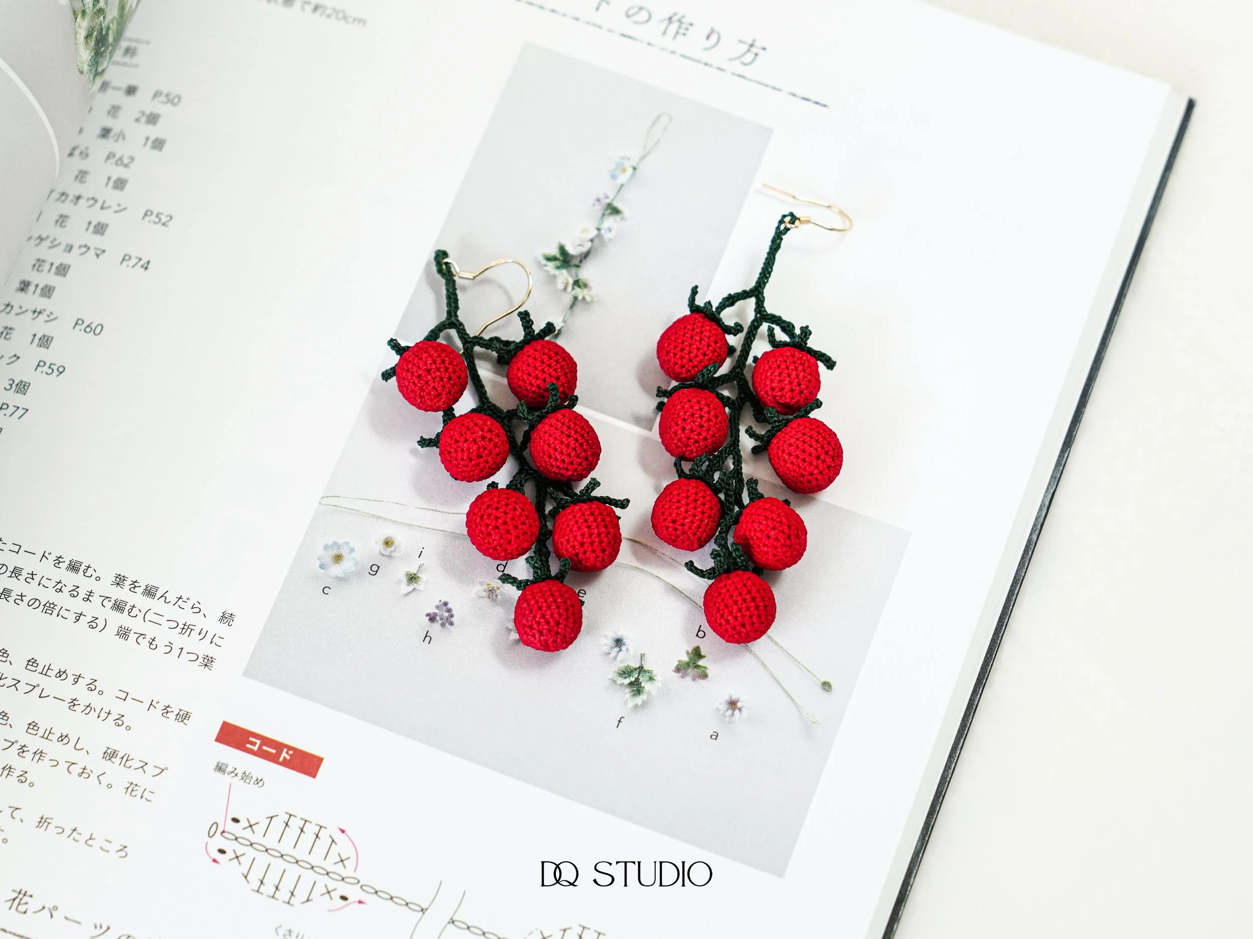 Whispering Garden Micro Crochet Tomato Earrings Handmade Cascading Fruit Earrings Botanical Jewelry Cute Gift for Her