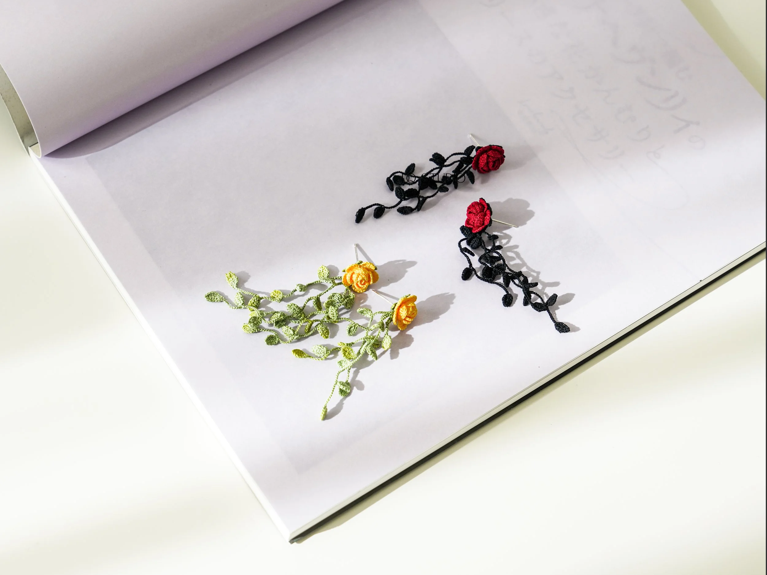 Whispering Petals Micro Crochet Rose Drop Earrings Handmade Floral Jewelry Botanical Fiber Art Romantic Gift for Her