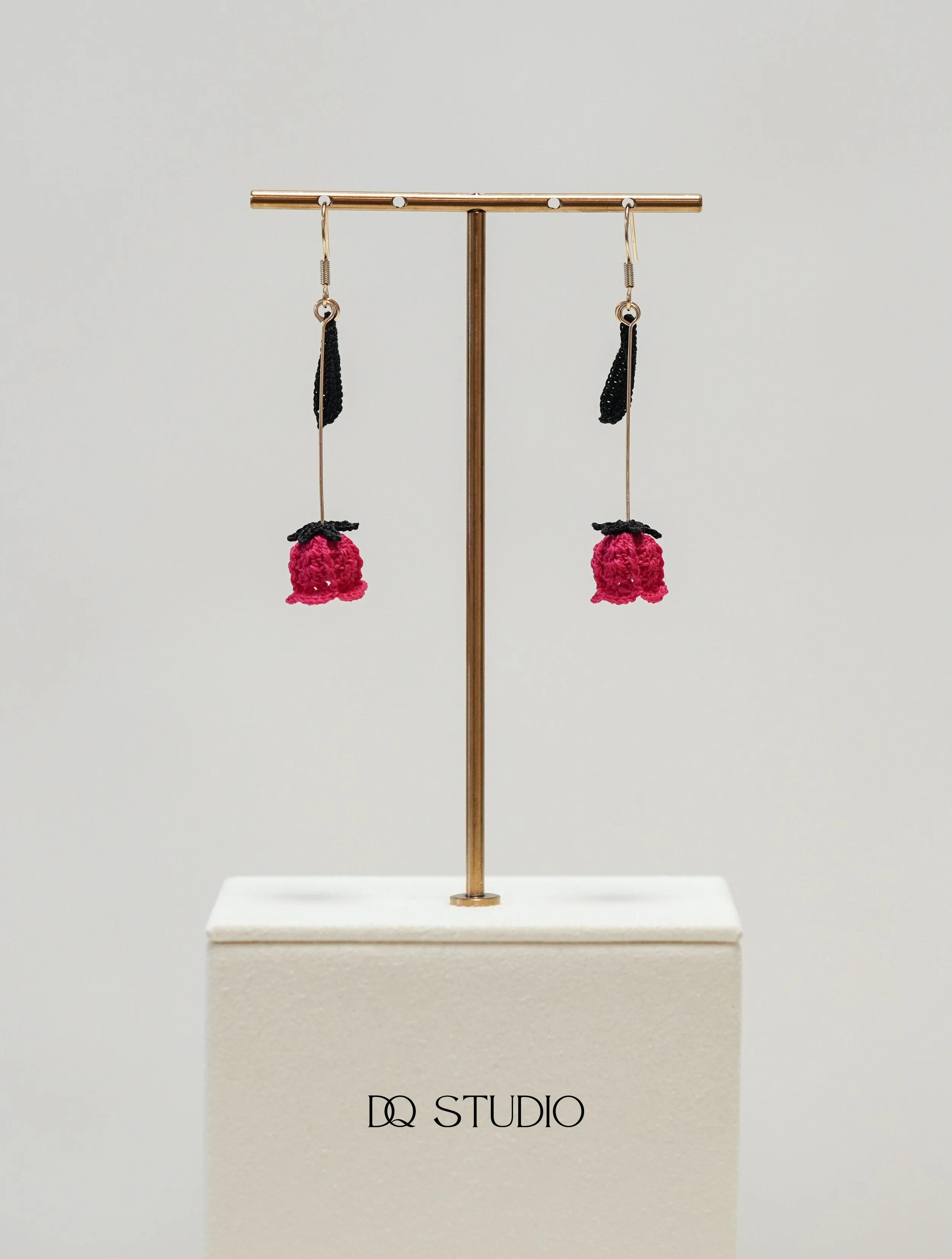 Micro Crochet Bellflower Earrings Handmade Floral Drop Earrings Lightweight Botanical Jewelry Gift for Her Spring Flower Earrings