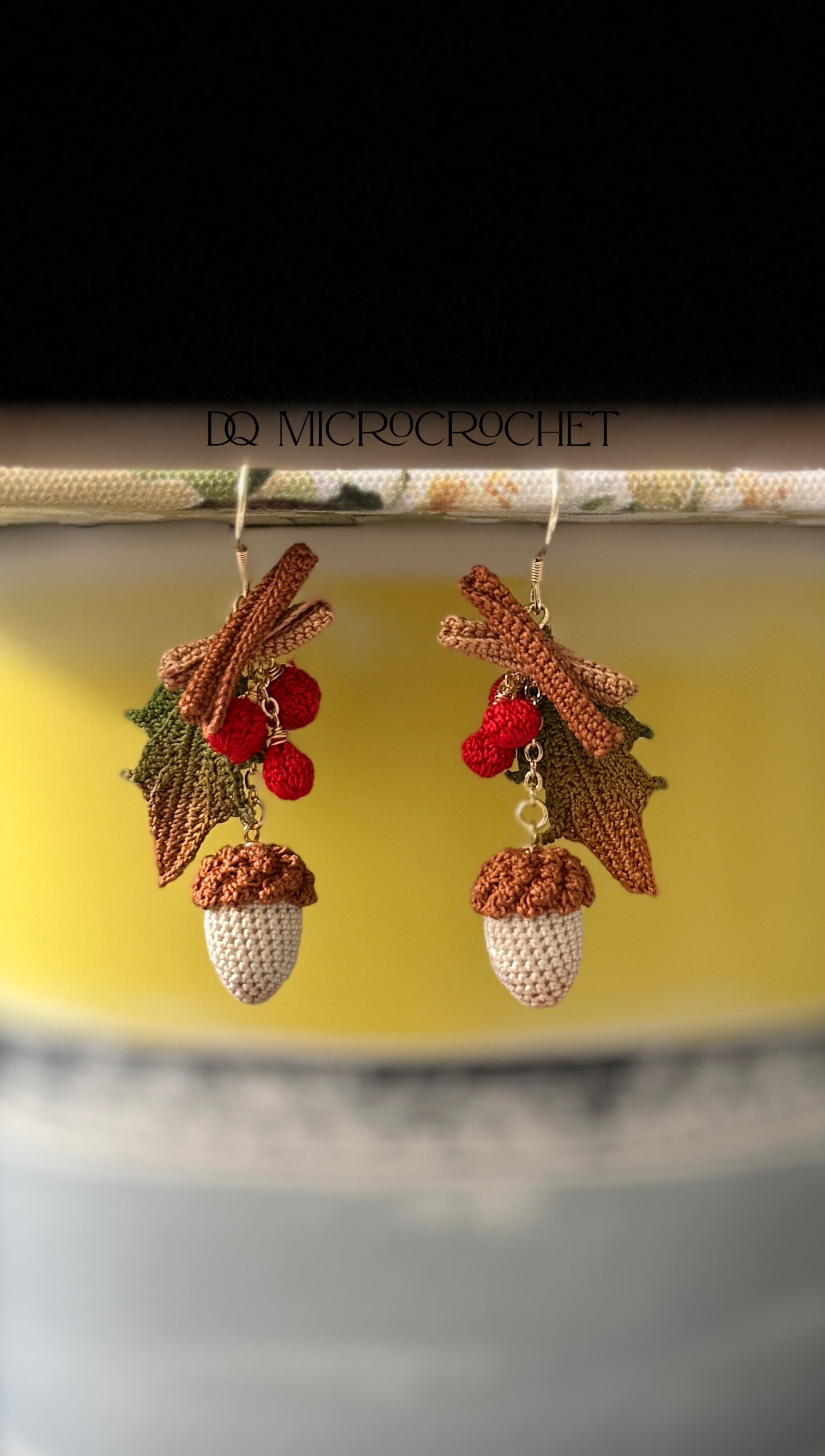 Micro Crochet Earrings Acorn