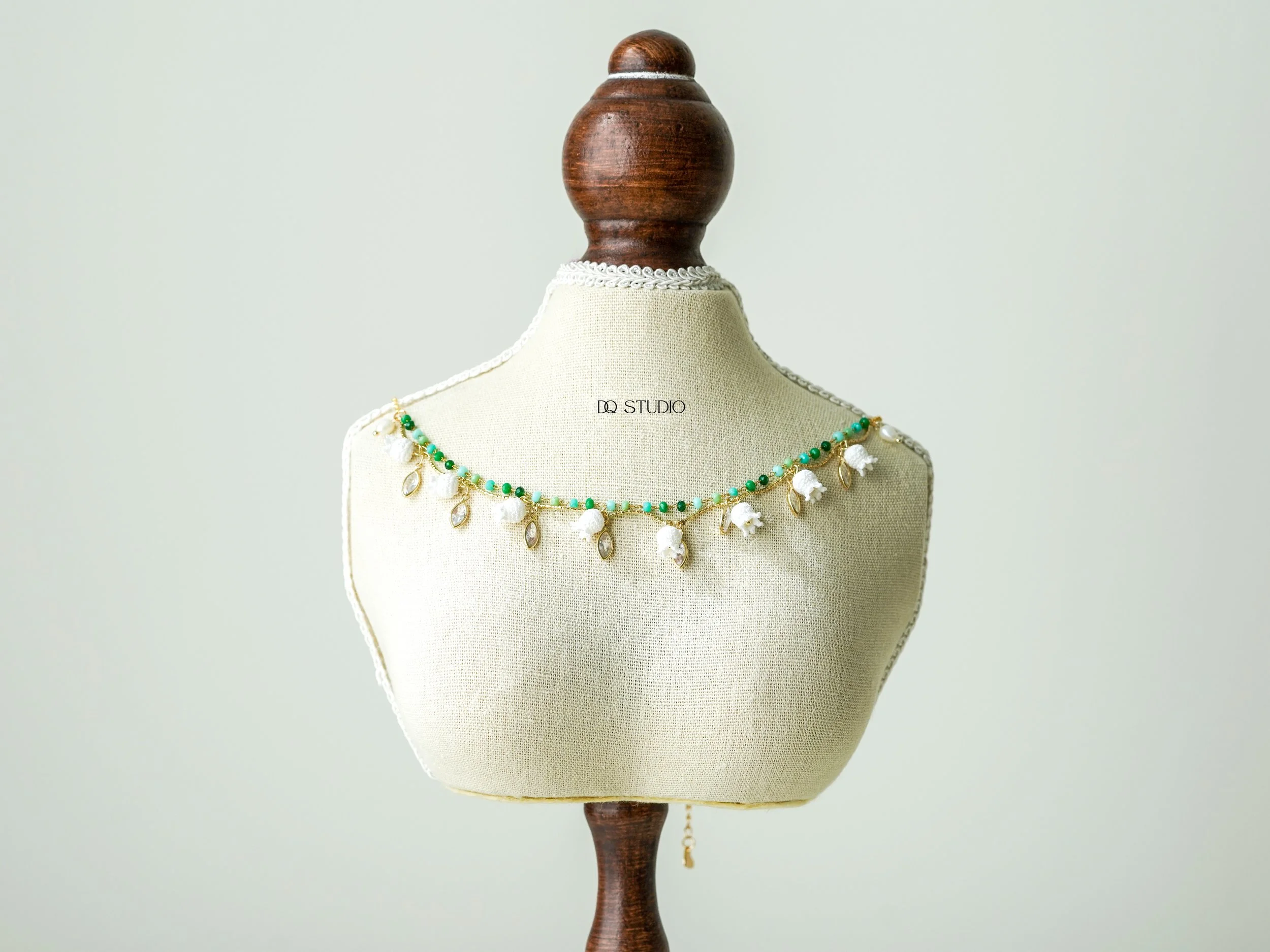 Whispering Petals Micro Crochet Lily of the Valley Necklace Handmade Jewelry Botanical Bridal Jewelry Delicate Flower Jewelry