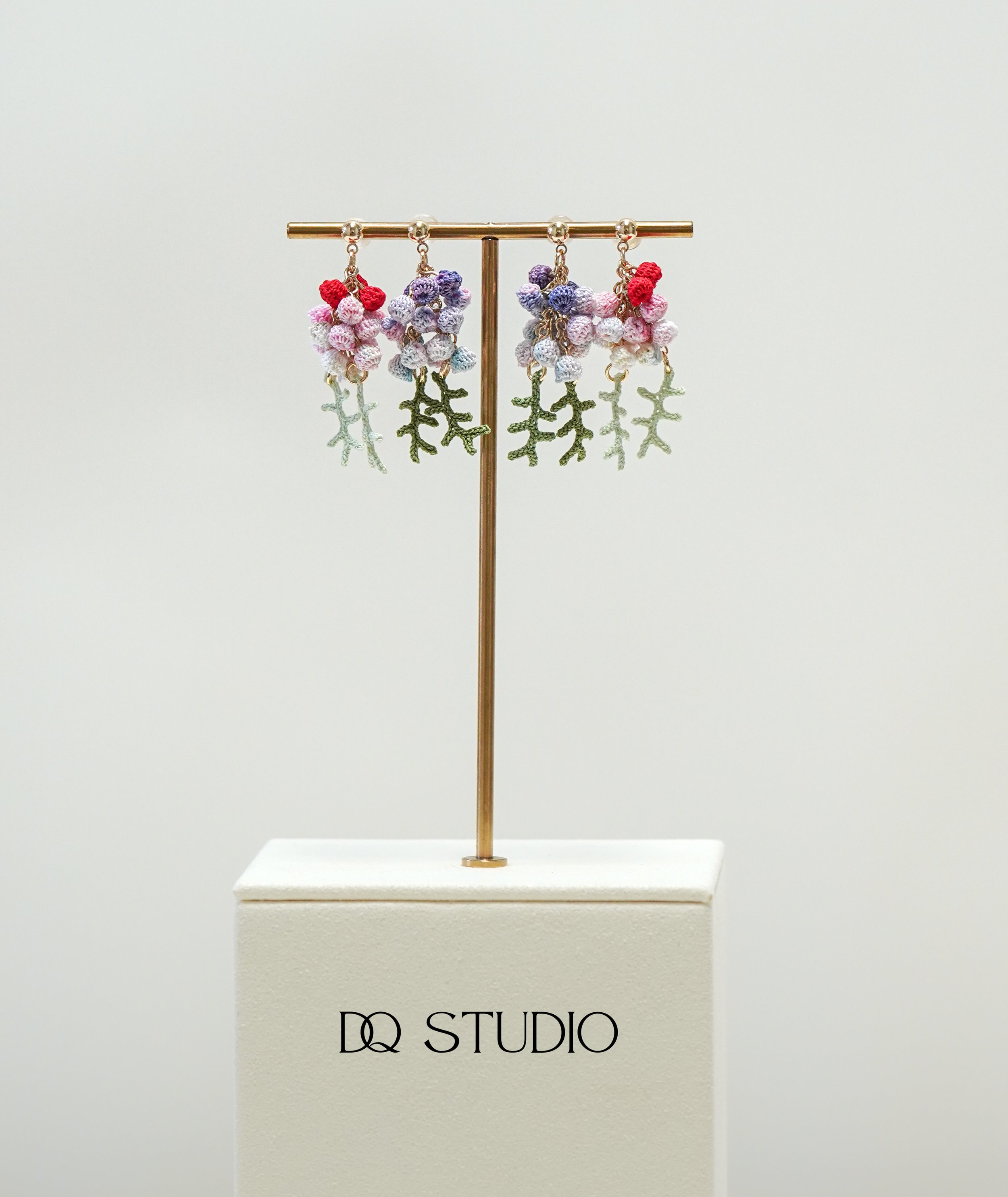 Micro Crochet Acacia Earrings Handmade Mimosa Floral Jewelry Mimosa Bloom Cluster Earrings Handcrafted Botanical Drops