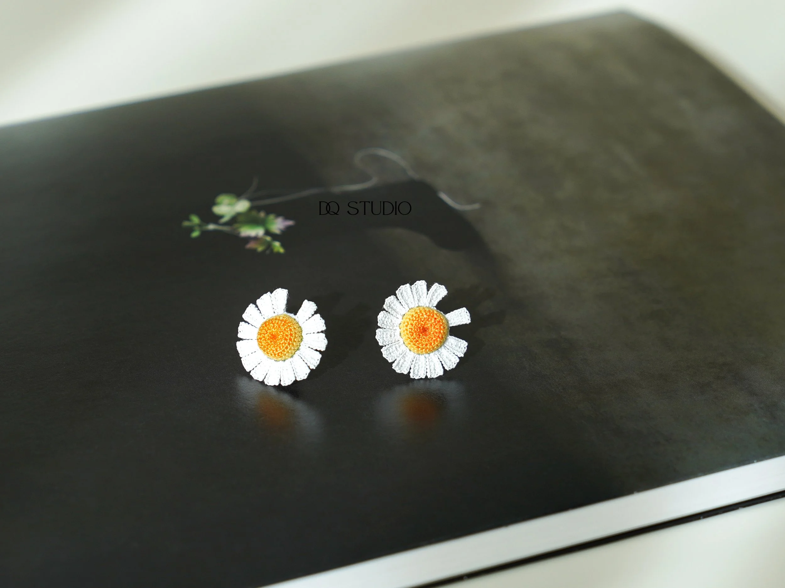 Whispering Petals Micro Crochet Daisy Stud Earrings Handmade Floral Jewelry Minimal Botanical Earrings Cute Gift for Her