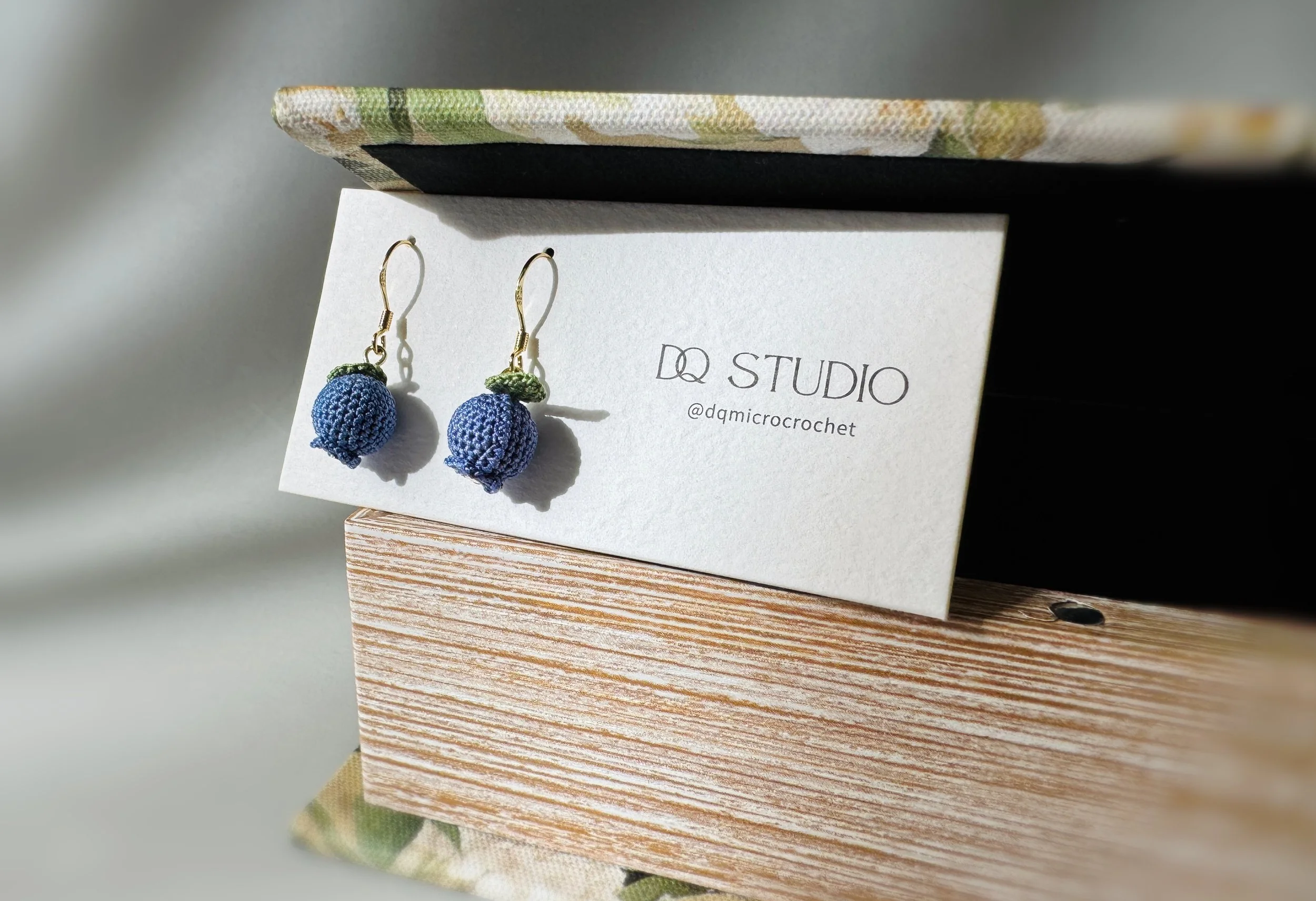 Micro Crochet Earrings Blueberry