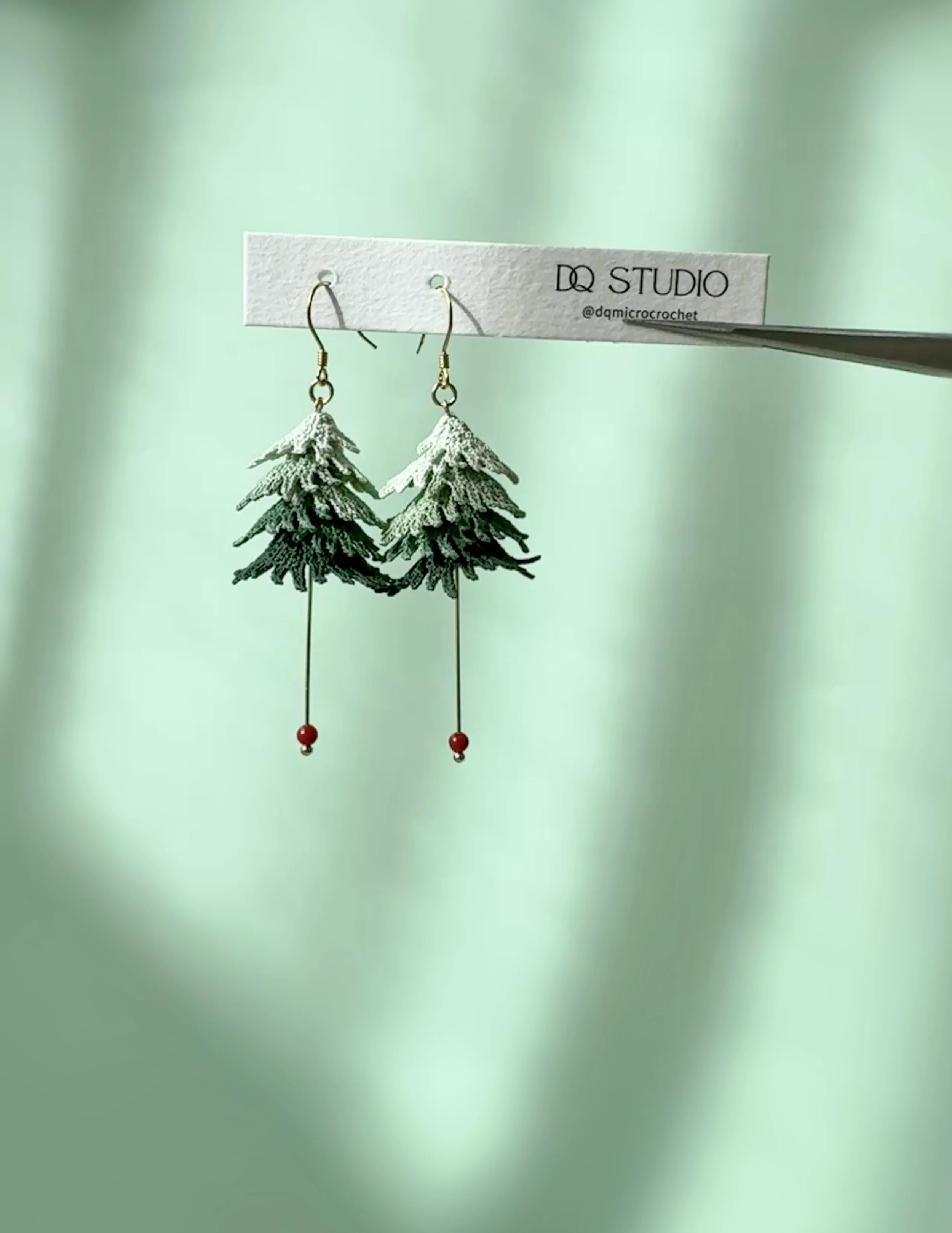 Micro Crochet Earrings Christmas Tree