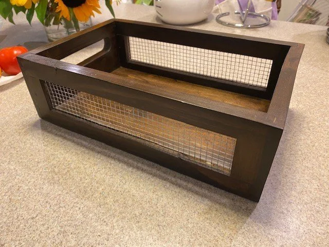 Rustic Crate Organizer with Wire Mesh