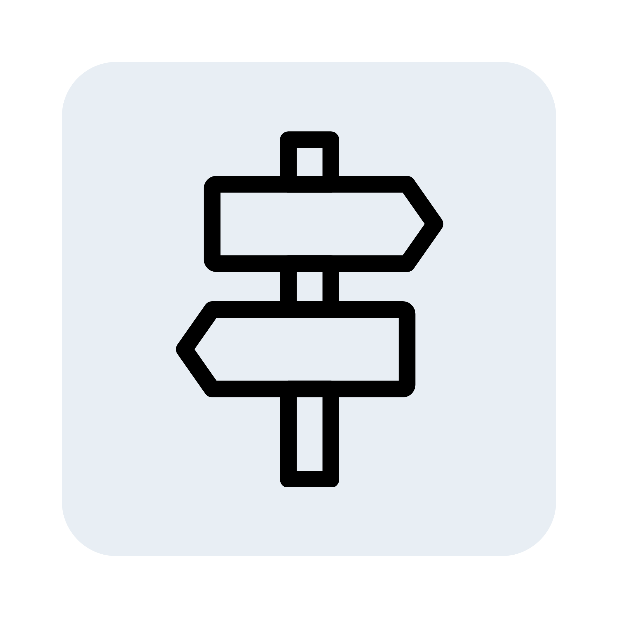 Road signs pointing left and right against a light blue background.