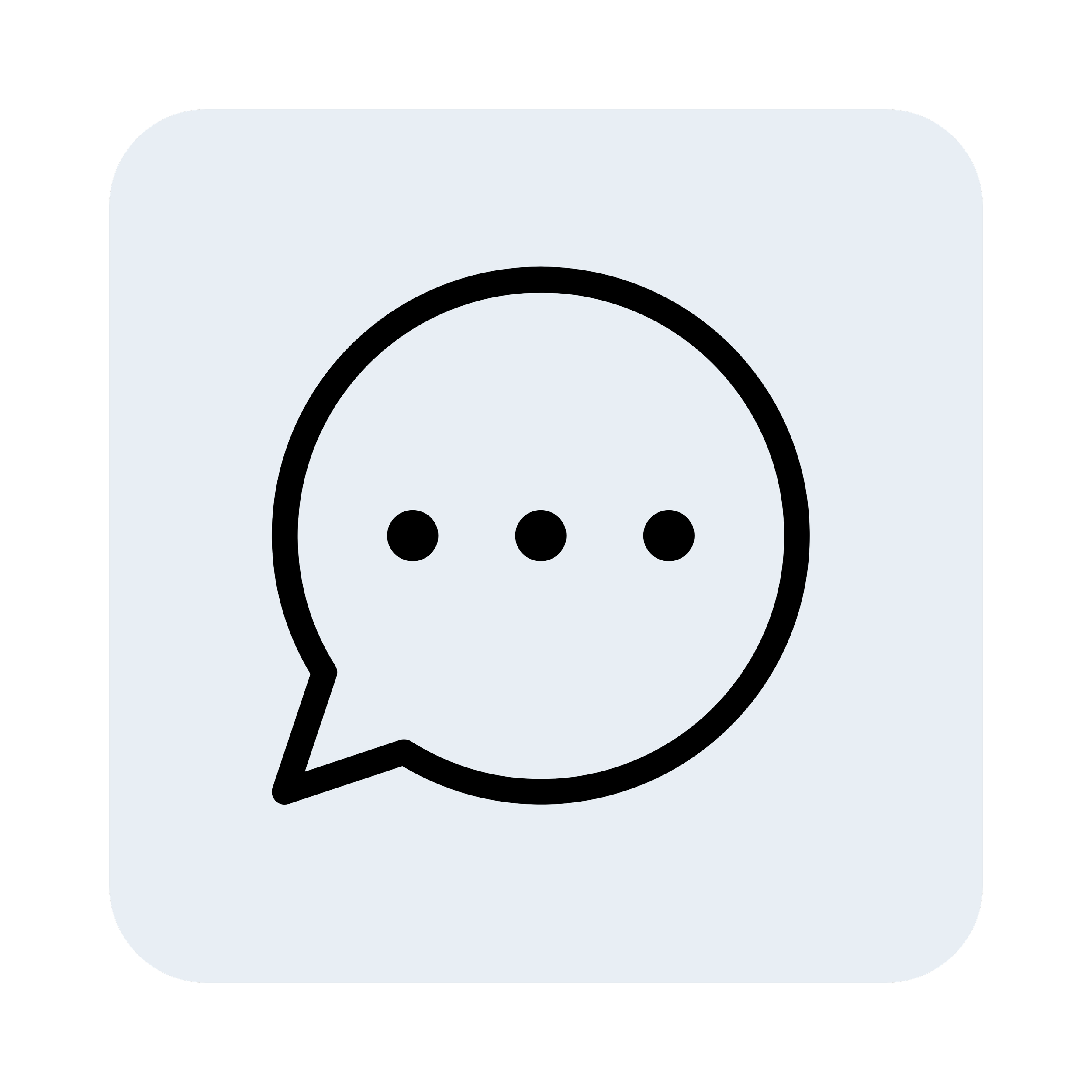 Messaging app icon with a light blue speech bubble containing a black outline of a speech bubble with three dots inside.
