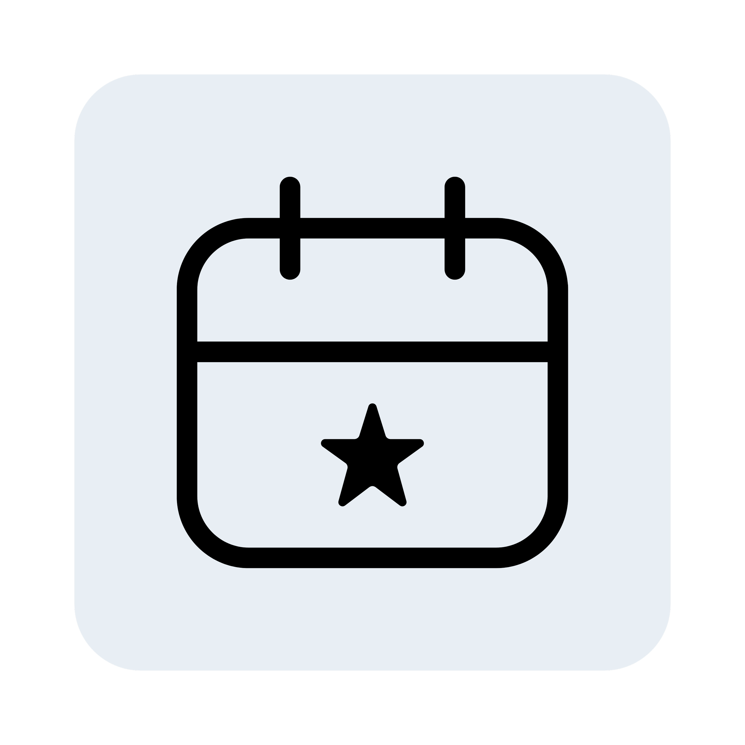 Icon of a backpack with a star on it, on a light blue background.