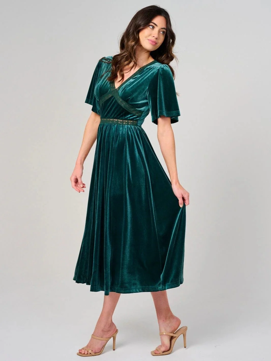 Fiona Green Velvet Dress