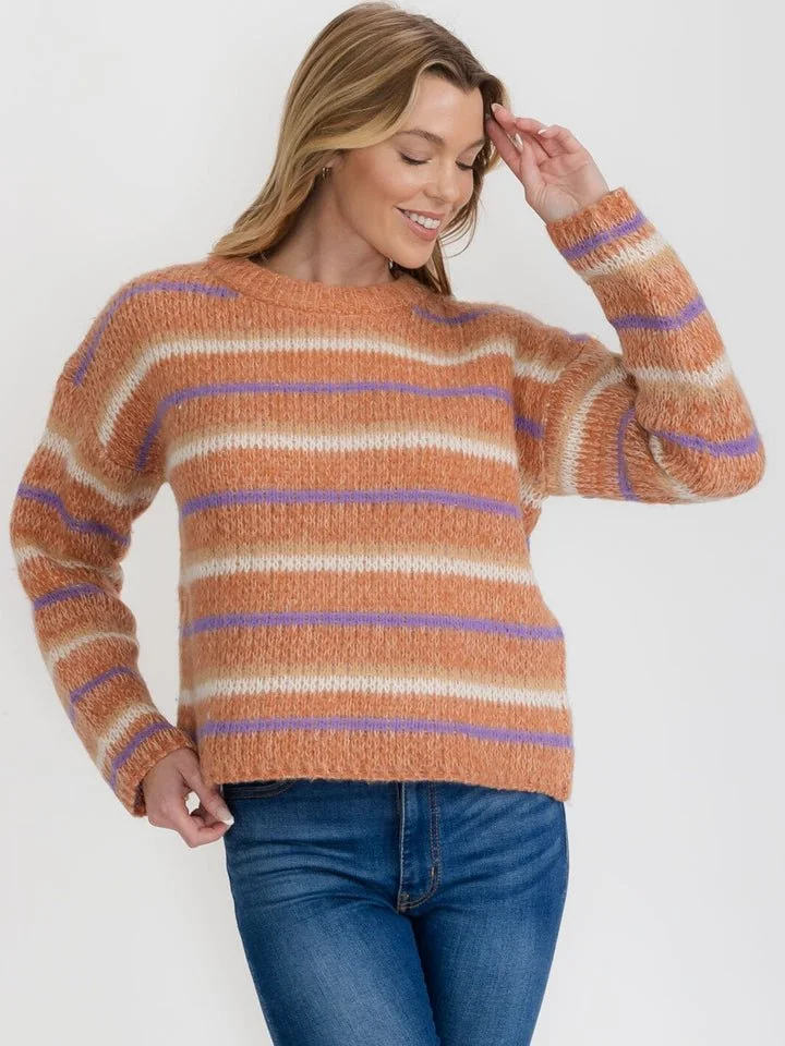 Honey Lavender Strip Sweater