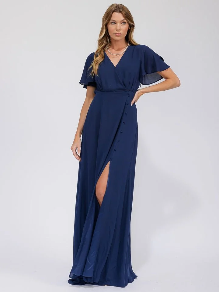 The Isabelle Navy Wrap Maxi Dress