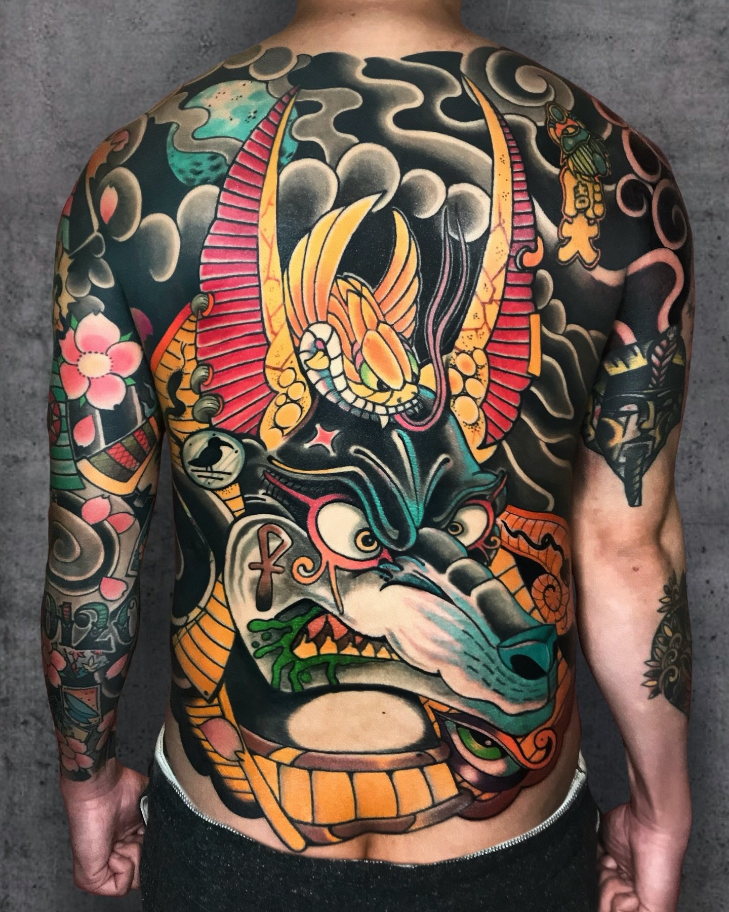 &ldquo;Born under the eye of Ra, protected by the jackal god himself. The past isn&rsquo;t dead &mdash; it&rsquo;s carved in black and gold. 🔥 #AnubisAwakens #ancientink #anubisenergy 
 #100backpieces ✨✨✨
Bookings open: Australia January
Shanghai/Ho