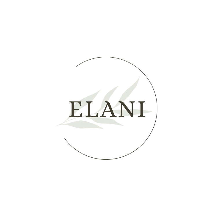 Logo with the word 'ELANI' over stylized leaves and a circular design which is a yoga studio in Vancouver who offer different health and wellness modalities like yoga and massage in Vancouver, Canada..