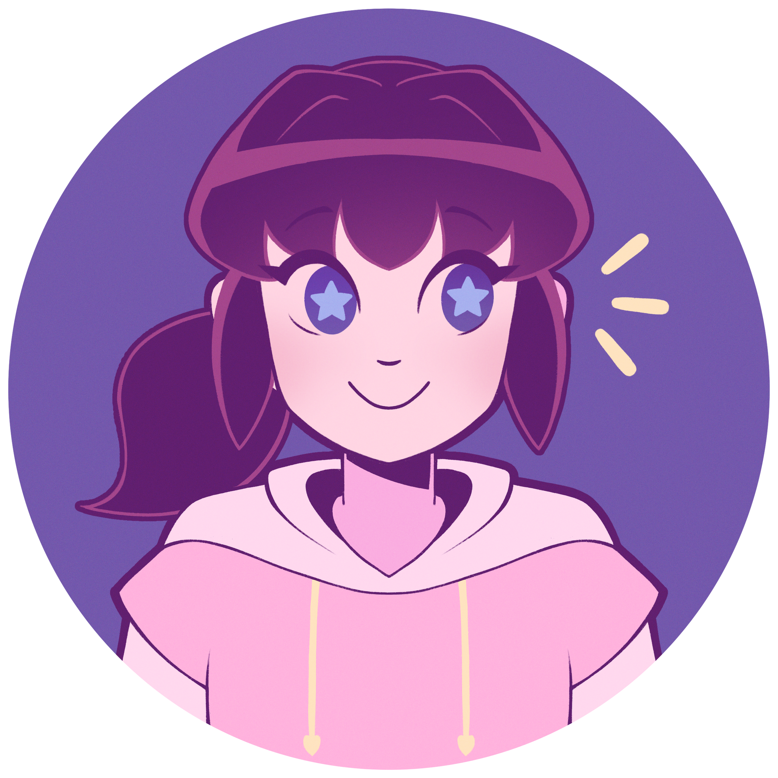 An icon of a cartoon girl with starry eyes.