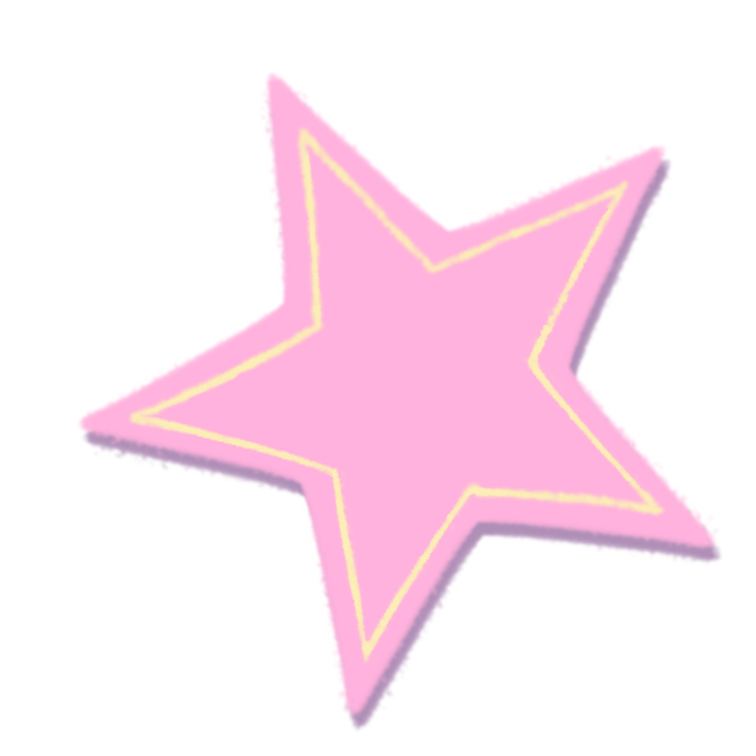 Pink star with yellow outline and purple shadow.