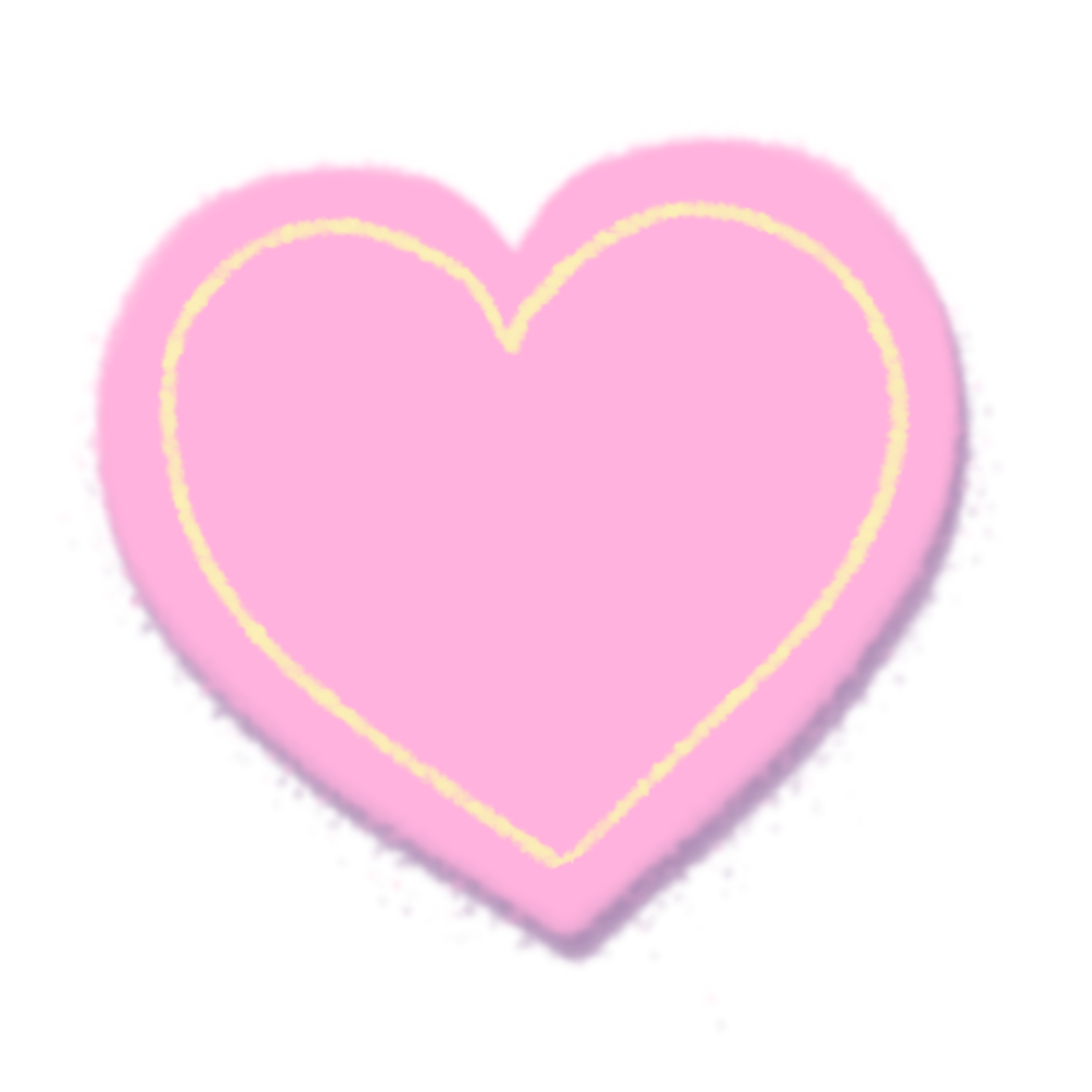 Pink heart with yellow outline.