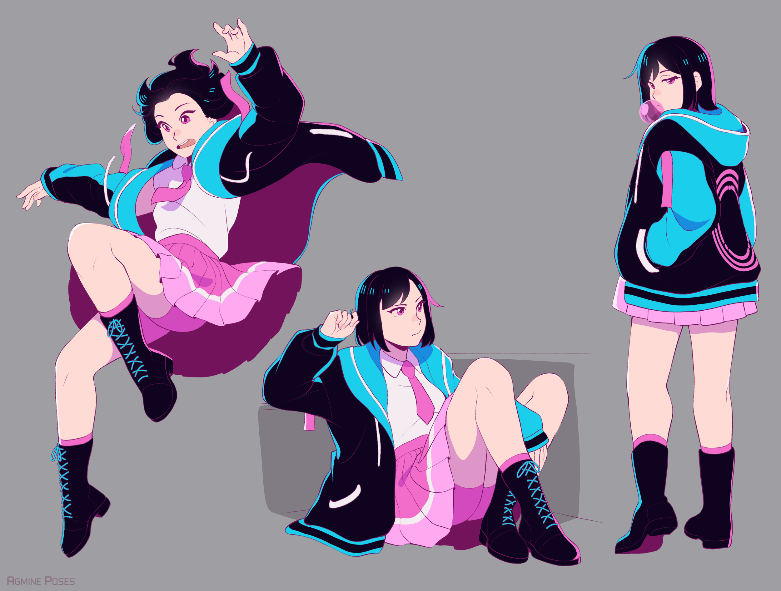 Digital illustration. pose sheet. dynamic poses.