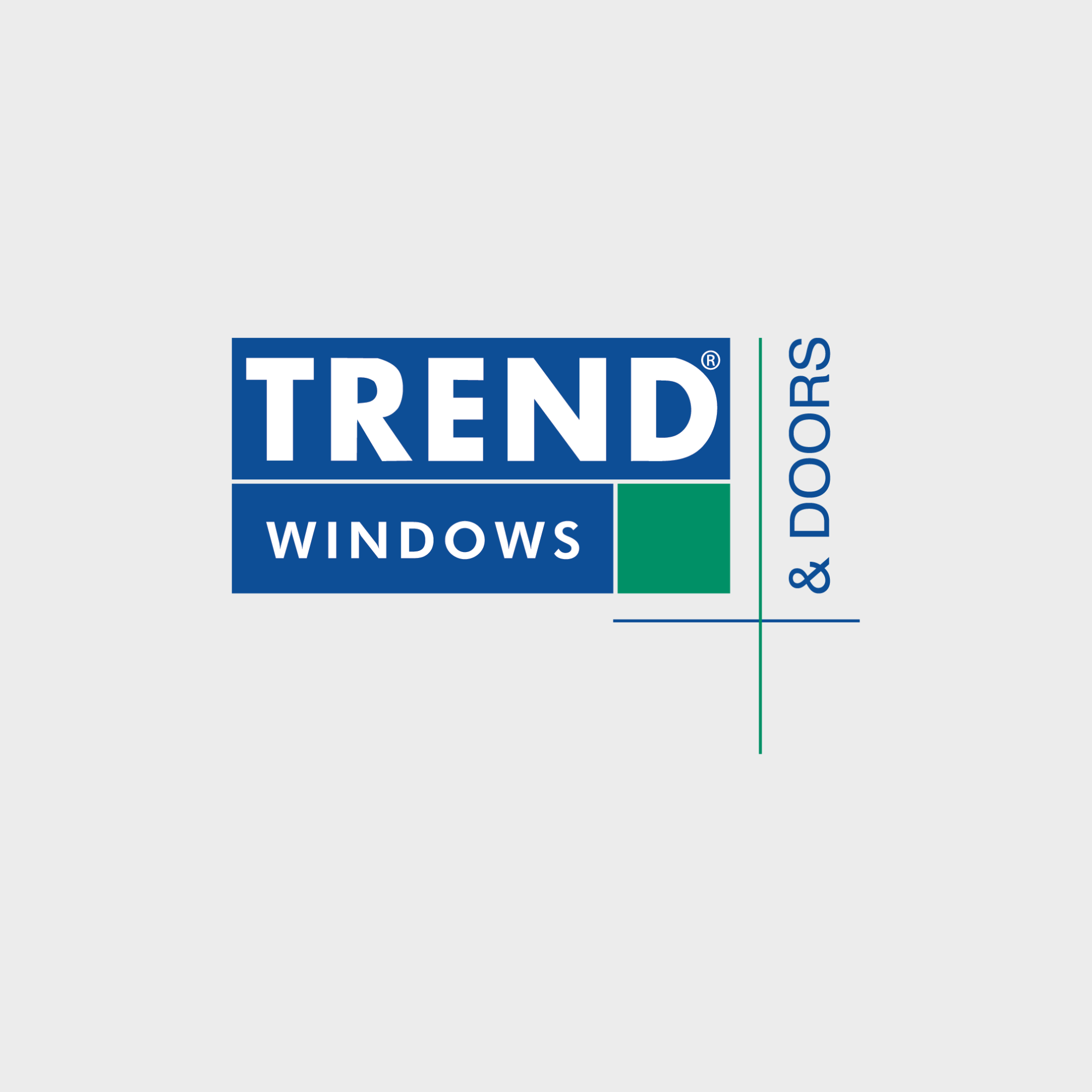 Logo for Trend Windows & Doors with blue and green colors
