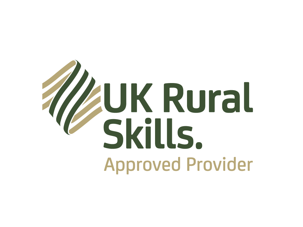 UK Rural Skills Approved Provider logo with a stylized leaf design and green and beige text.