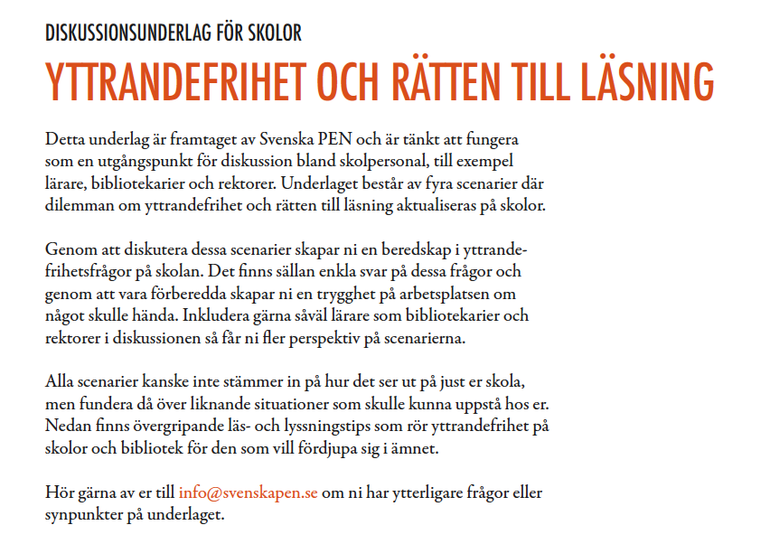 DIskussionsunderlag för skolpersonal