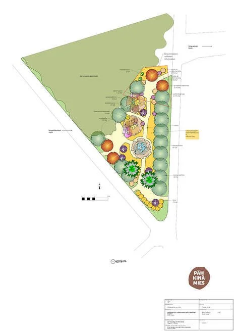Kuvassa graafinen versio istutussuunnitelmasta.