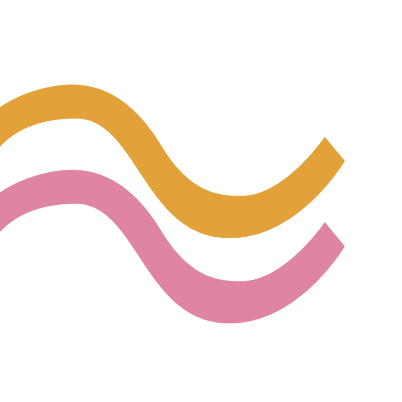 Two wavy lines, one gold and one pink, on a black background.