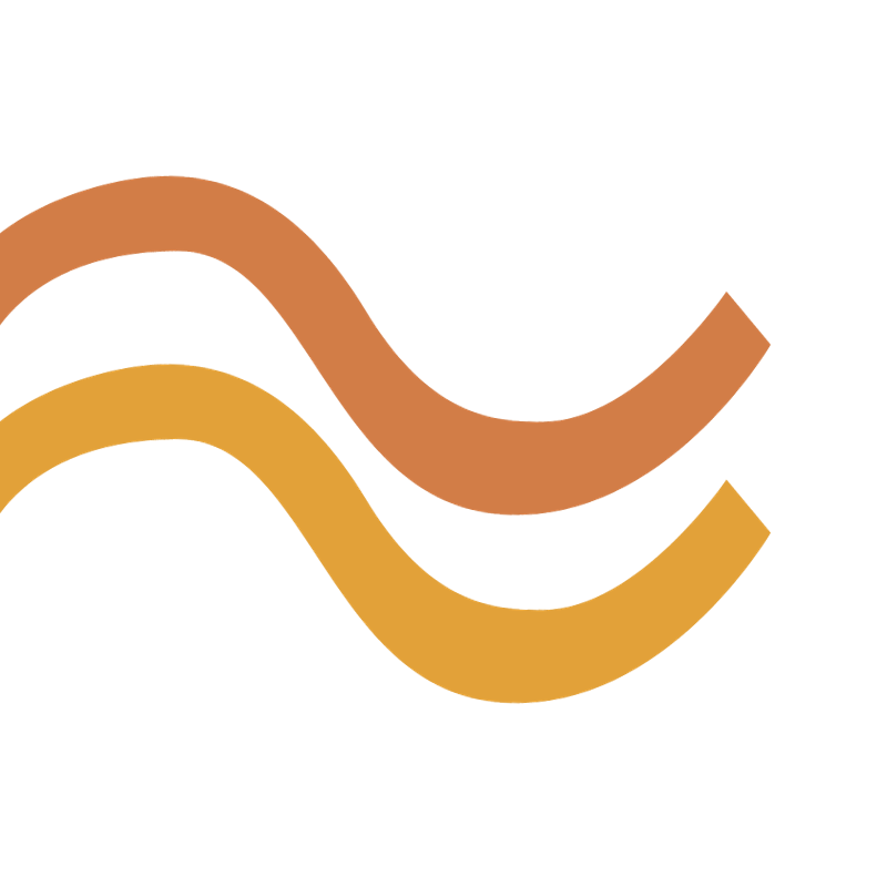 Two wavy lines, one in orange and one in yellow, on a black background.