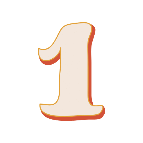 Illustration of the number one in a stylized font with a shadow effect.